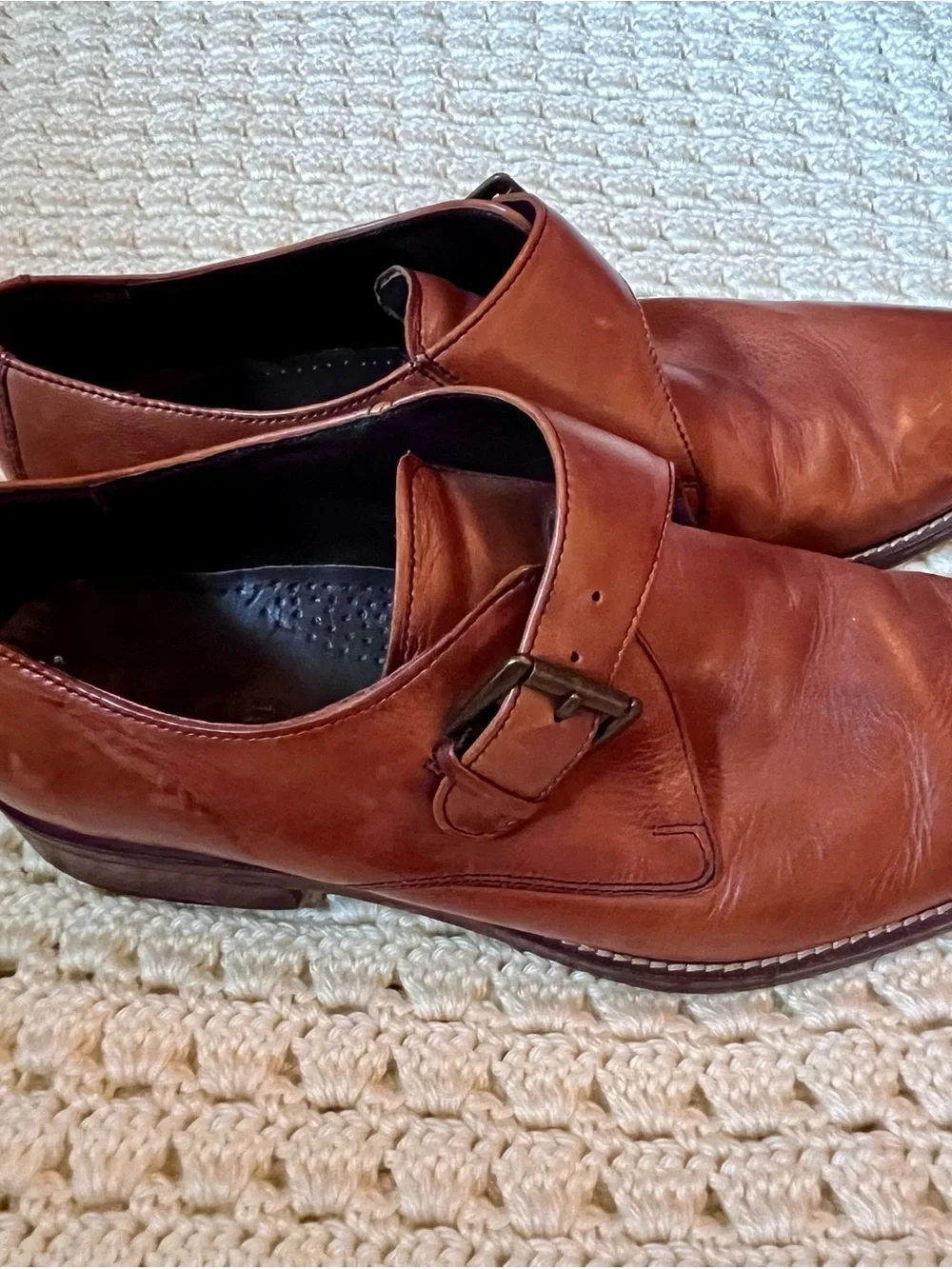 Cole Haan Tan Leather Single Monk Strap Oxfords